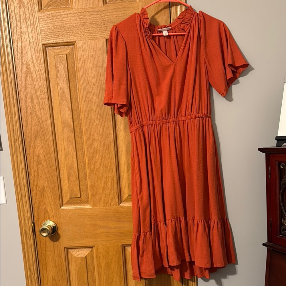 Orange Knox Rose Ruffle Dress